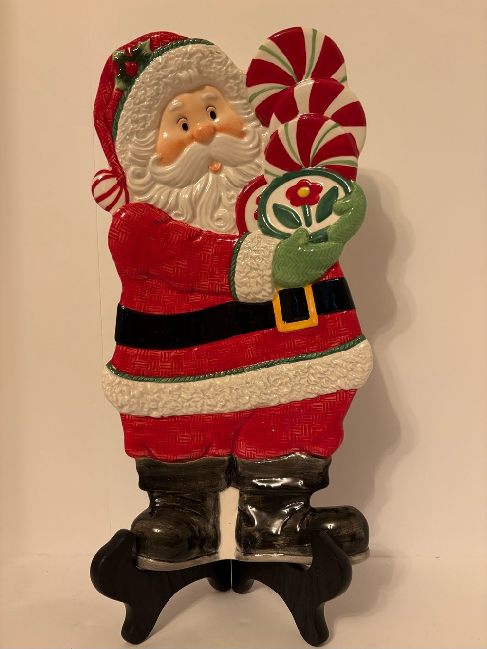 Fitz and Floyd PEPPERMINT Santa, serving dish